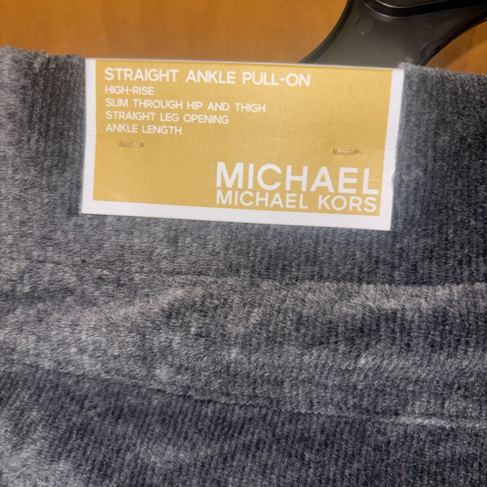 Michael Michael Kors Gray Corduroy Straight Ankle Pull-On Pants, High-Rise NWT - Picture 3 of 10